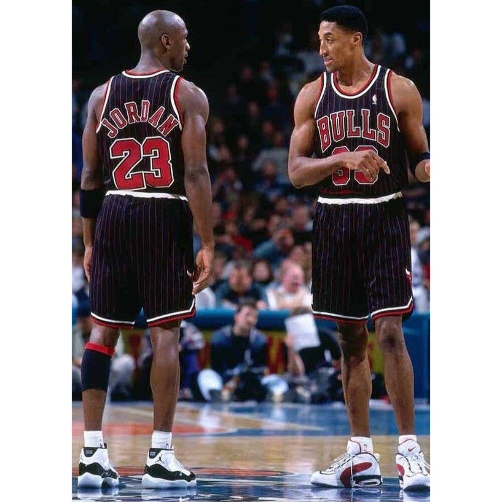 Chicago Bulls (NBA)-(Just Don)-(Pin Stripe)-(Shorts)-(Decent Cond.)-(XL)-$35.00 - Picture 6 of 9